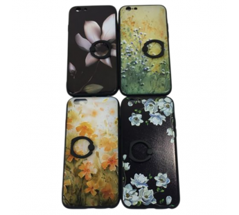 Чехол iPhone 6/6S пластик+кольцо цветы №095 №096 №097 №098 №099 #2134486