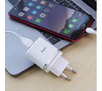                         Сетевое ЗУ USB Hoco C12Q QC 3.0 + кабель Micro USB (белый)#1561296