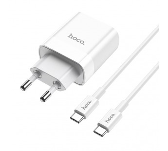 СЗУ HOCO C80A (1-USB;1-Type-C/3.0A) + Type-C to Type-C кабель (белый)#999472