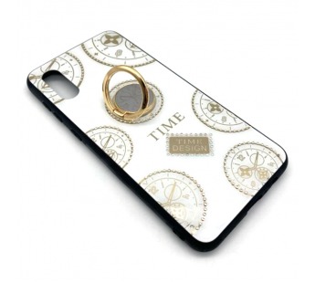 Чехол Samsung A02/M02 (2021) Силикон пластик Time кольца держатель Белый#1622030