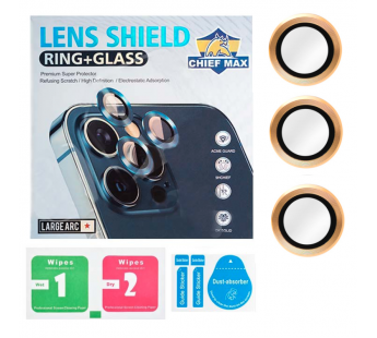Защитное стекло линзы камеры для iPhone 12 Pro Max (комплект 3 шт.) Золото#1699530