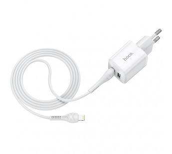 СЗУ с выходом USB Hoco N8 (2USB/2.4A/кабель Lightning) белое#1616219