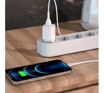 СЗУ с выходом USB Hoco N8 (2USB/2.4A/кабель Lightning) белое#1616221