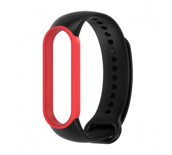 Силиконовый ремешок с окантовкой для Xiaomi Mi Band 6 / 5 (черный / красный)#903599