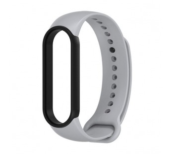 Силиконовый ремешок с окантовкой для Xiaomi Mi Band 6 / 5 (серый / черный)#903596