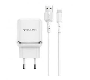                         Сетевое ЗУ USB Borofone BA36A QC 3.0 + кабель Type-C (белый) #1547230