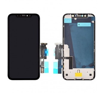 Дисплей для iPhone XR + тачскрин с рамкой + задняя металлическая рамка черный (100% LCD)#1853885