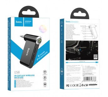 Bluetooth - адаптер Hoco E58 (AUX 3.5-3.5) с микрофоном, черный#1997042
