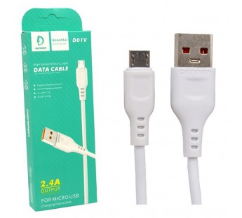 Кабель USB - Micro DENMEN D01V (белый) 1м#1839914