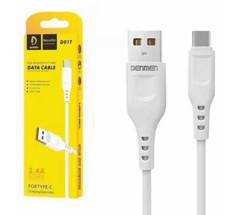 Кабель USB - TypeC DENMEN D01T (белый) 1м#2030154