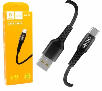 Кабель USB - TypeC DENMEN D02T (черный) 1м#1828919