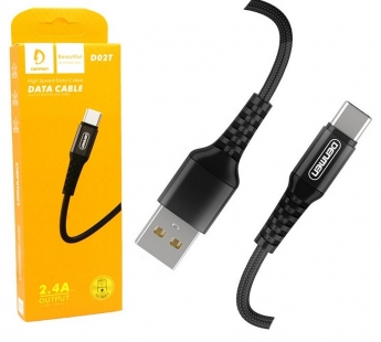 Кабель USB - TypeC DENMEN D02T (черный) 1м#1828997