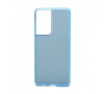 Чехол-накладка Fashion с блестками для Samsung Galaxy S21 Ultra голубой#1109540