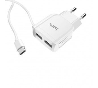                         Сетевое ЗУ USB Hoco C59A Type-C (2USB/2.4A) белый#1647821
