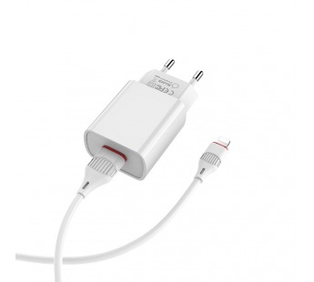 Адаптер Сетевой Borofone BA20A 1USB + кабель Apple Lightning (white)#1272490