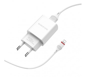 Адаптер Сетевой Borofone BA20A 1USB + кабель Apple Lightning (white)#1272489