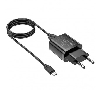Адаптер Сетевой Borofone BA52A 1USB 2.1A + кабель Micro (черный)#1512426