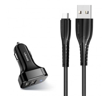                         Автомобильное ЗУ USB USAMS CC087 C13 2USB/2.1A + кабель Micro USB (черный)*#1691965