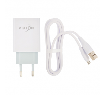 СЗУ VIXION L4m (1-USB/1A) + micro USB кабель 1м (белый)#1615024