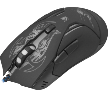 Мышь оптическая Defender Bionic GM-250L - игровая, 6 кнопок, черная, длина кабеля 1,5 м#1882736