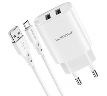                         Сетевое ЗУ USB Borofone BN2 + кабель Micro USB (2USB/2.1A) #1561337