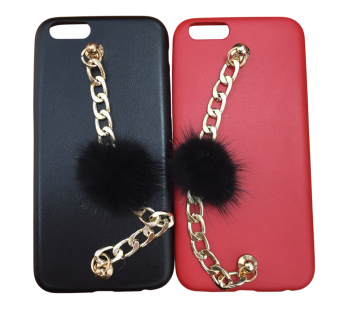 Чехол iPhone 7/8/SE (2020) кожа с цепочкой красный#2134485