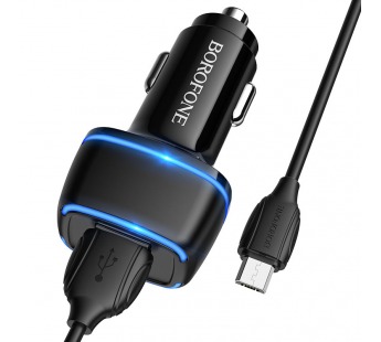 Адаптер Автомобильный Borofone BZ14 Max 2USB/5V/2.4A + кабель micro USB (black)#1588440