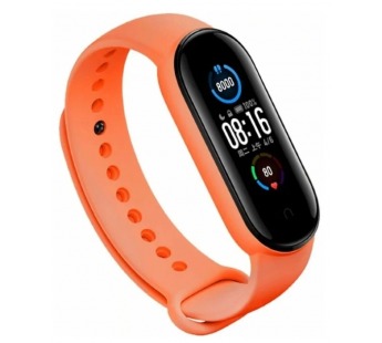 Ремешок - для фитнес браслета силиконовый однотонный  Xiaomi Mi Band 6 (цвет оранжевый, в пакетике)#1836655