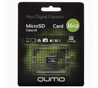 Карта флэш-памяти MicroSD 16 Гб Qumo без SD адаптера (class 10)#1633991