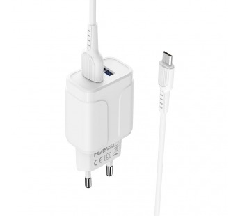 Адаптер Сетевой Borofone BA37A + кабель Micro USB 1м (White)#1614669