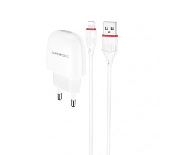 Адаптер Сетевой Borofone BA49A Vast 1USB/5V/2.1A + кабель Apple Lightning (white)#1615149