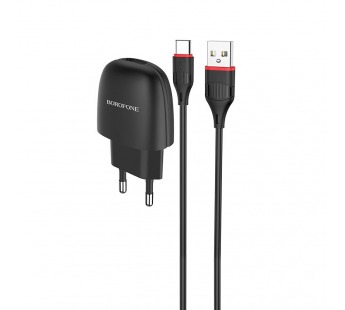 Адаптер Сетевой Borofone BA49A Vast 1USB/5V/2.1A + кабель Type-C (black)#1614774