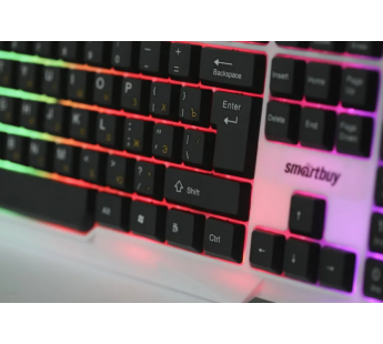 Клавиатура SmartBuy ONE 333, USB, белая-черная, проводная, подсветка (1/20)#1902911