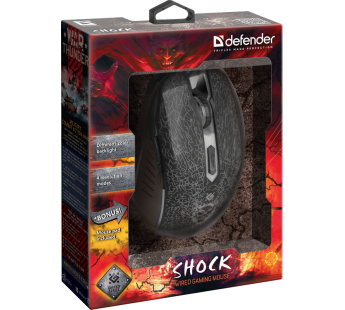 Мышь оптическая Defender Shock GM-110L, USB, проводная, игровая#1882588
