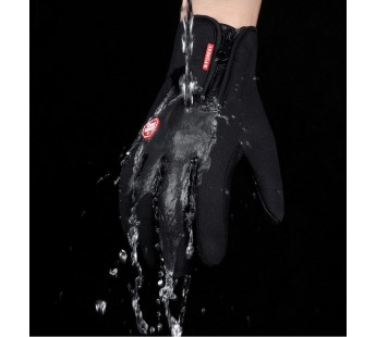 Перчатки спортивные сенсорные демисезонные на молнии (черный) размер L#1631517
