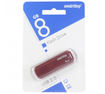 Флеш-накопитель USB 8GB Smart Buy Clue бордовый#1619329