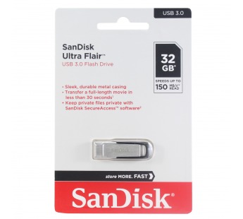 Флеш-накопитель USB 3.0 32GB SanDisk Ultra Flair корпус металл/чёрный#1619321