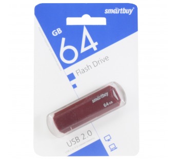 Флеш-накопитель USB 64GB Smart Buy Clue бордовый#1619314