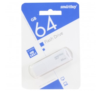 Флеш-накопитель USB 3.1 64GB Smart Buy Clue белый#1619315
