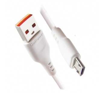 USB кабель для зарядки micro USB 1м, 2,4A, белый GP01M "GoPower"#1656206