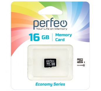 Карта памяти Perfeo microSD 16GB High-Capacity (Class 10) economy series без адаптера#1620754
