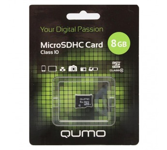 Карта флэш-памяти MicroSD  8 Гб Qumo без SD адаптера (class 10)#2093675
