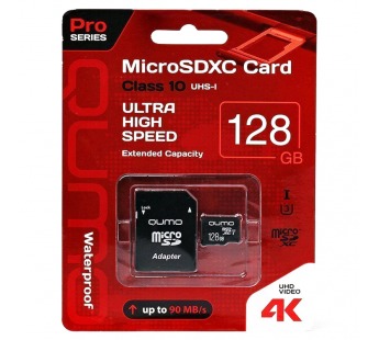 Карта флэш-памяти MicroSD 128 Гб Qumo +SD адаптер Pro seria UHS-1 U3 (110528)#1632463