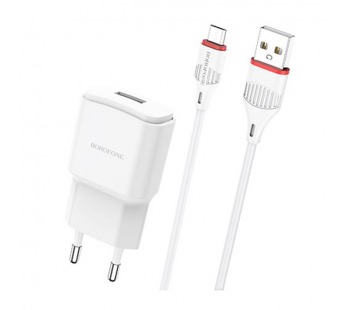 Адаптер Сетевой Borofone BA48A Orion 1USB/5V/2.1A + кабель Micro USB (white)#1628489