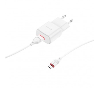 Адаптер Сетевой Borofone BA48A Orion 1USB/5V/2.1A + кабель Micro USB (white)#1628490