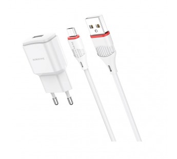 Адаптер Сетевой Borofone BA48A Orion 1USB/5V/2.1A + кабель Micro USB (white)#1628560