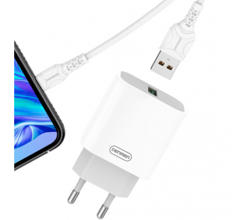                         Сетевое ЗУ USB Denmen DC07L + кабель iPhone 5/6 (1USB/QC 3.0/3.6A/18W) белый*#1631959