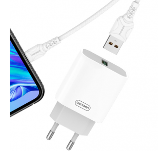                         Сетевое ЗУ USB Denmen DC07L + кабель iPhone 5/6 (1USB/QC 3.0/3.6A/18W) белый*#2041812