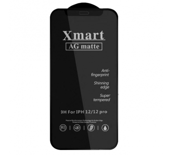 Защитное стекло iPhone 12/12 Pro (Full AG Матовое) тех упаковка Черное#1655444