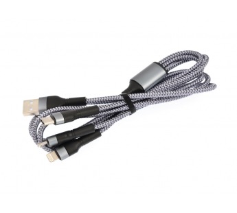 Кабель USB VIXION (K3) Lightning/micro/type-c (1.2м) (серый)#1635567